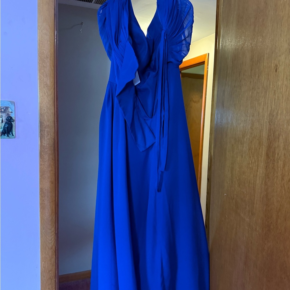 Strapless Royal Blue Evening Dress